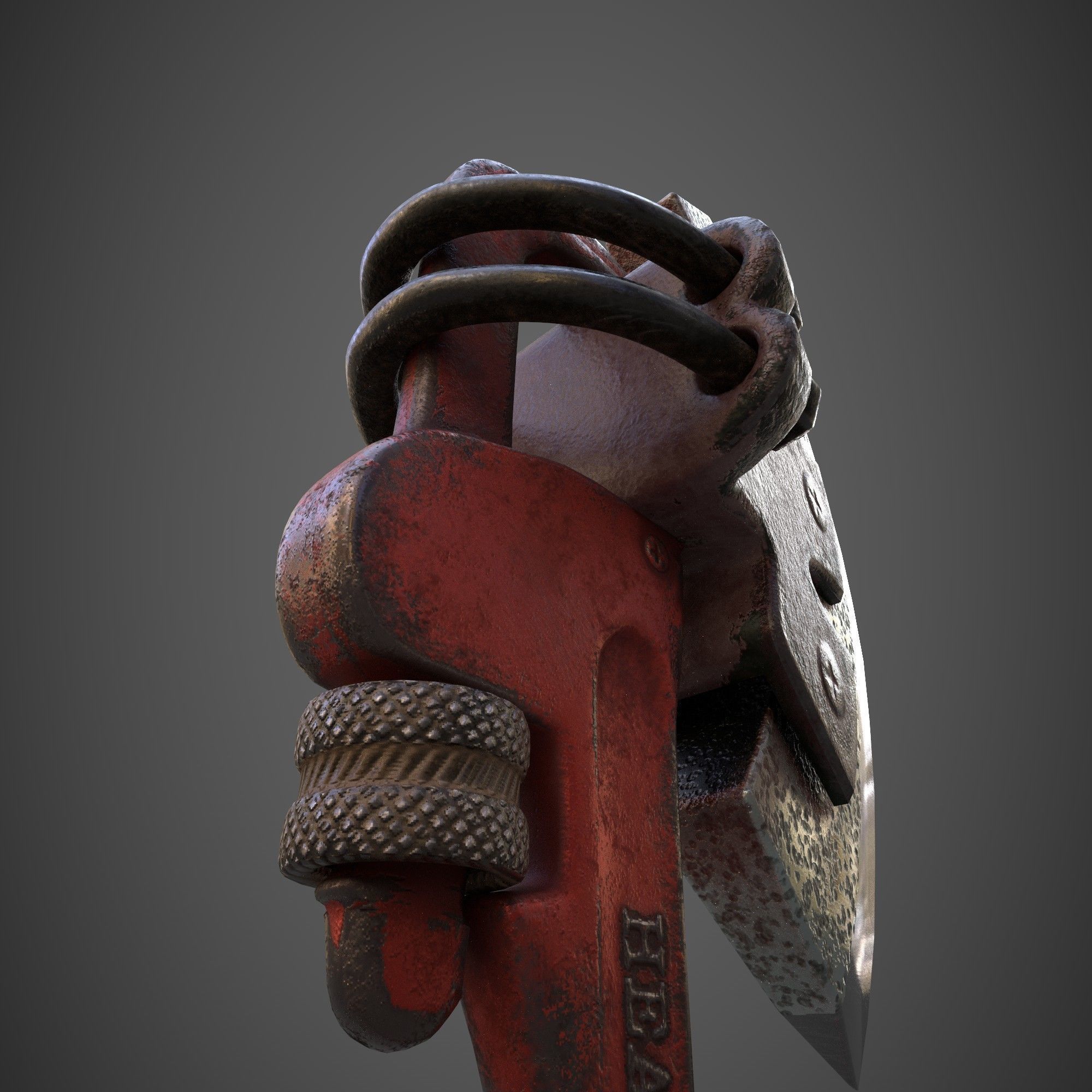 The axe of survival Axe wrench adjustable Low-poly 3D model_9