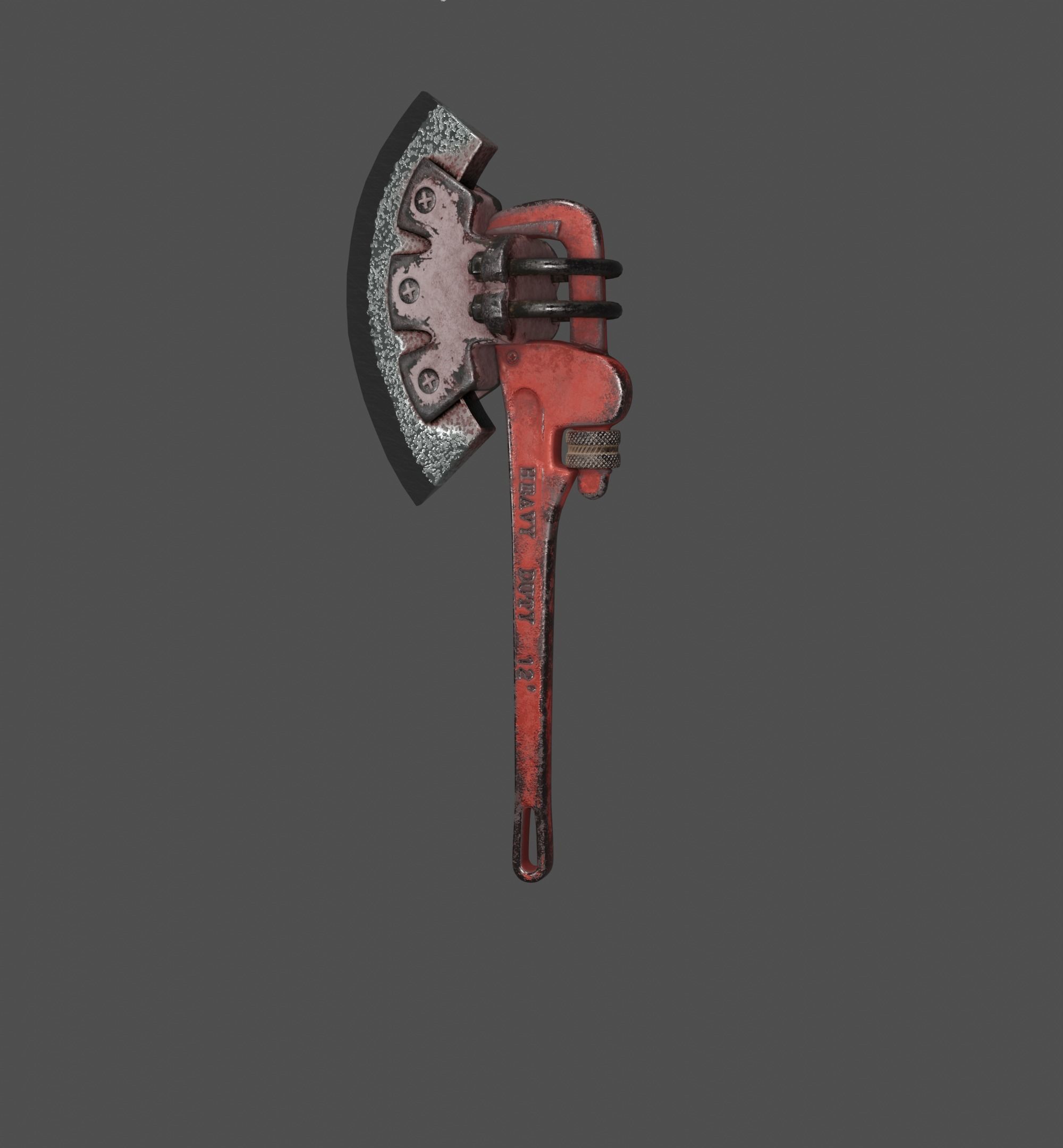 The axe of survival Axe wrench adjustable Low-poly 3D model_6