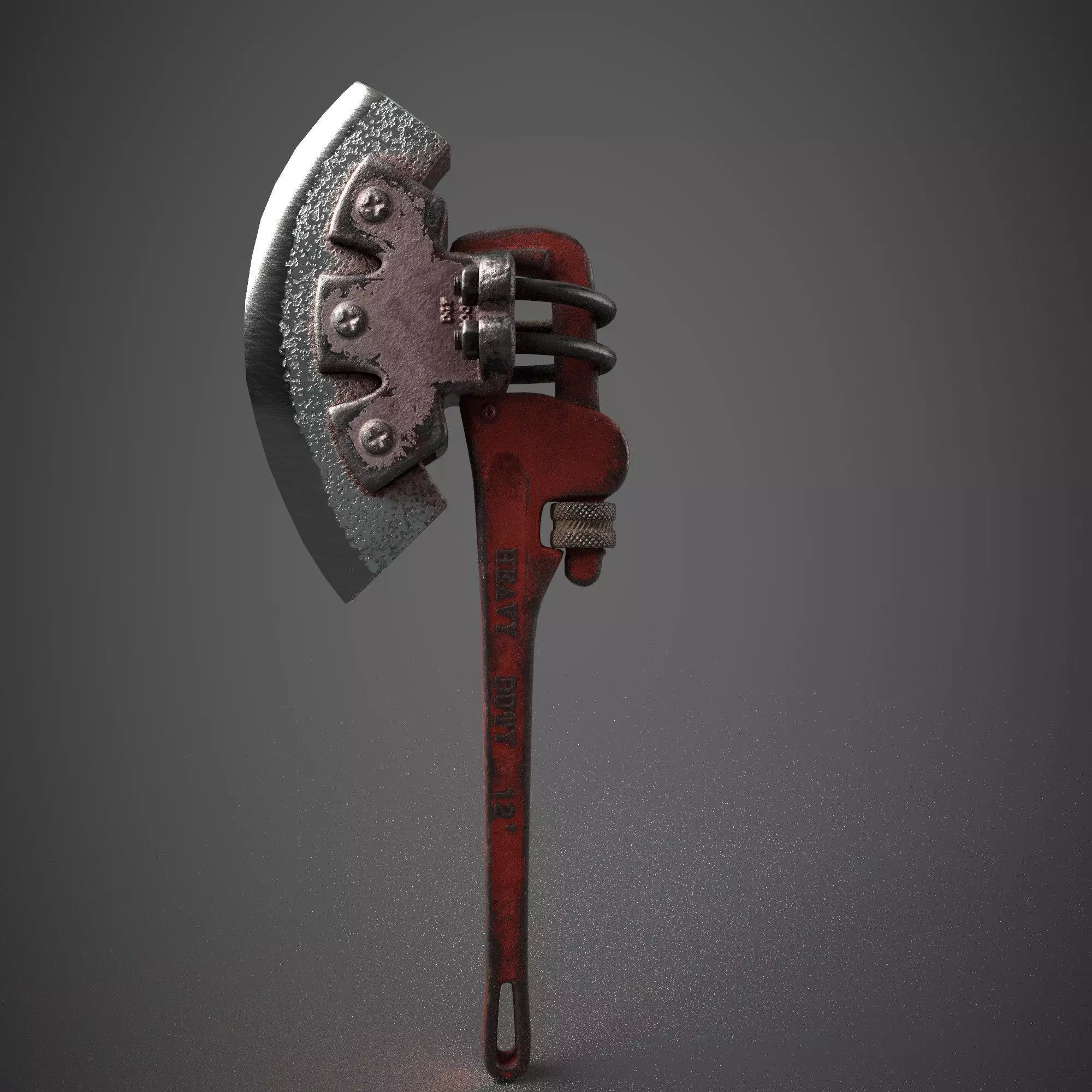 The axe of survival Axe wrench adjustable Low-poly 3D model_0