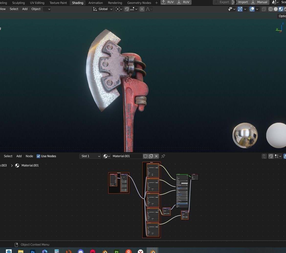 The axe of survival Axe wrench adjustable Low-poly 3D model_8