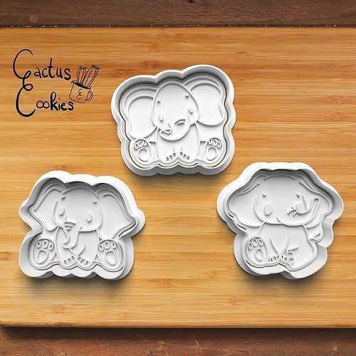 Cute Elephant Cookie Cutter Stl File for 3d Printer 0237 3D print model
