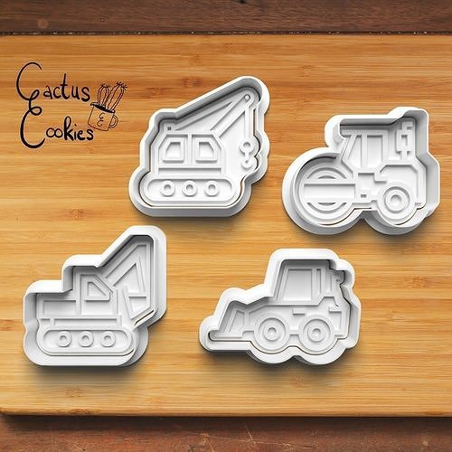 Consruction Vehicles Cookie Cutter Stl File for 3d Printer 0321 3D print model