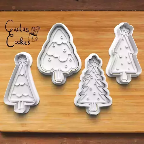 Christmas Trees Cookie Cutter Stl File for 3d Printer 0176 3D print model