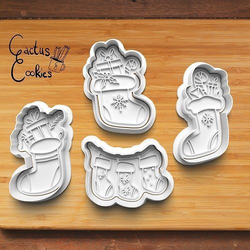 Christmas Socks Cookie Cutter Stl File for 3d Printer 0485 3D print model