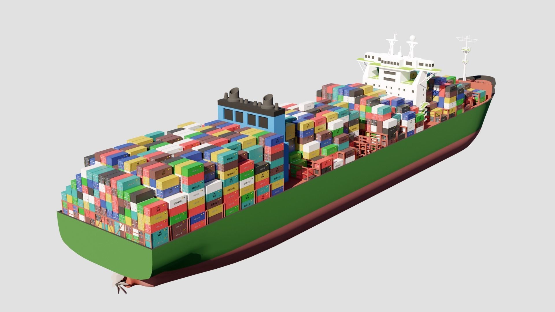 Four types of cargo ships 3D Model Collection_10