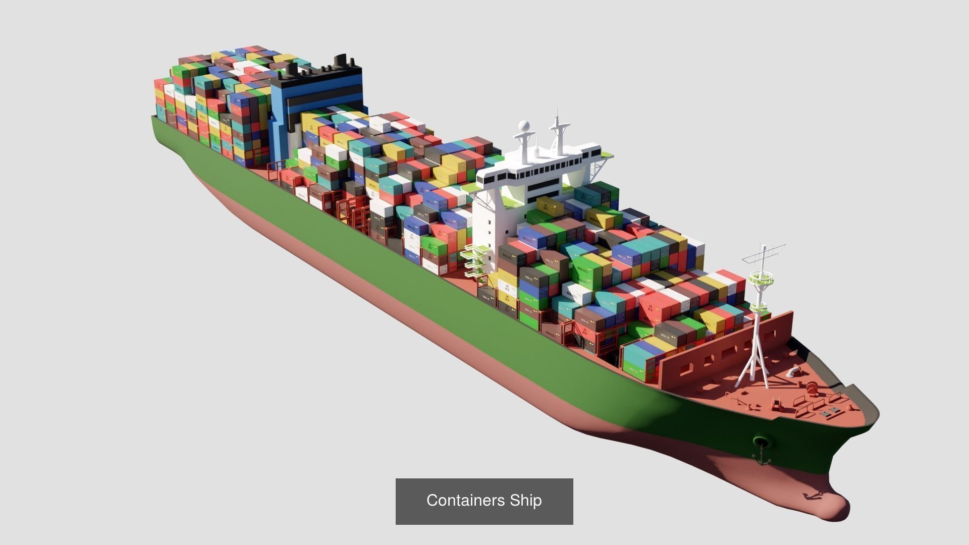 Four types of cargo ships 3D Model Collection_4