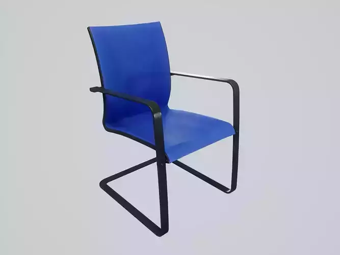  Modern Chair Royal Blue Velvet - Painted Dark Gray Wood Low-poly 3D model