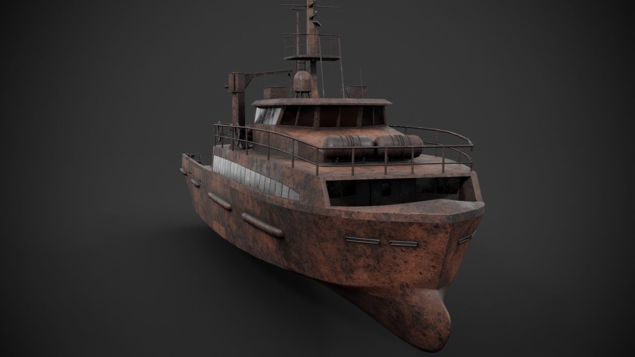 Crew boat Low-poly 3D model_12