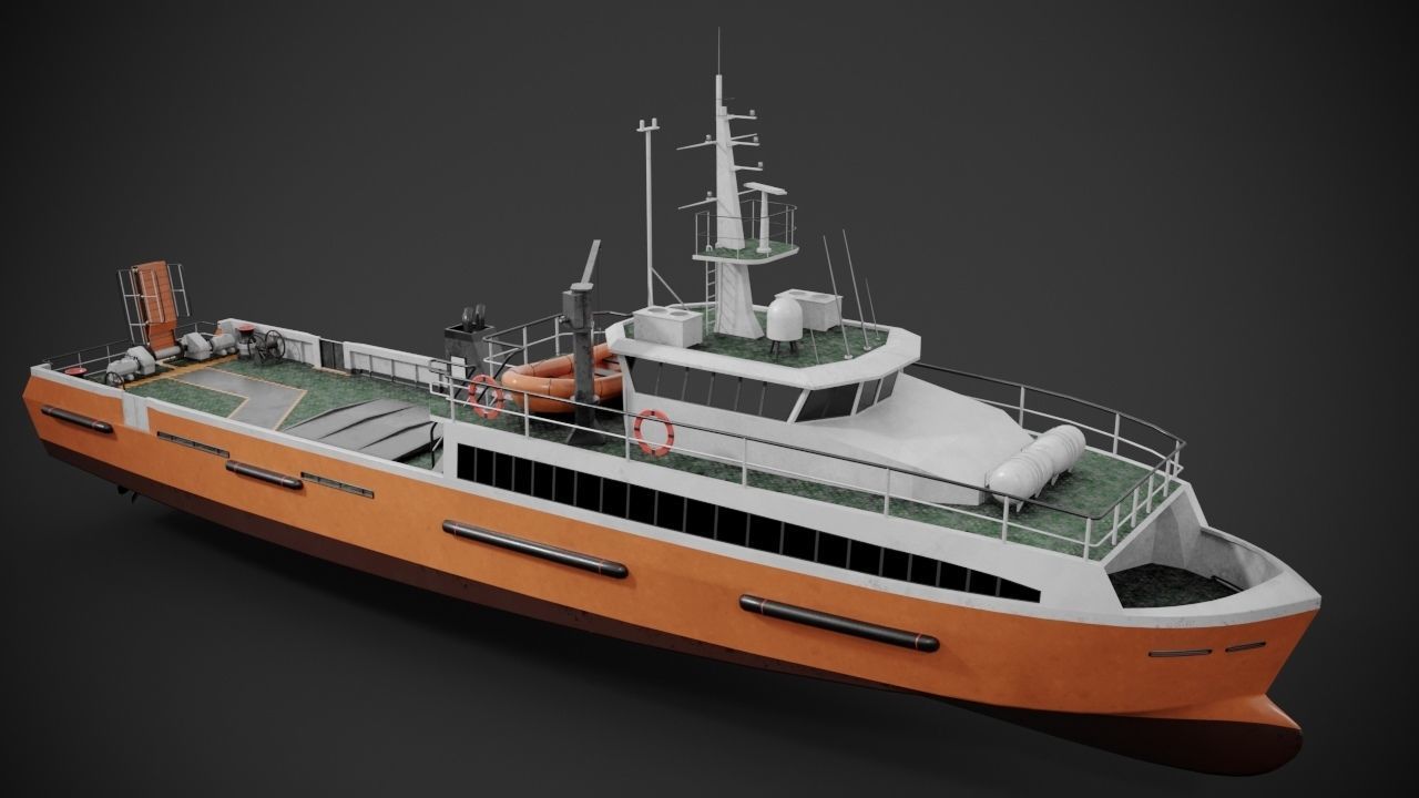 Crew boat Low-poly 3D model_3