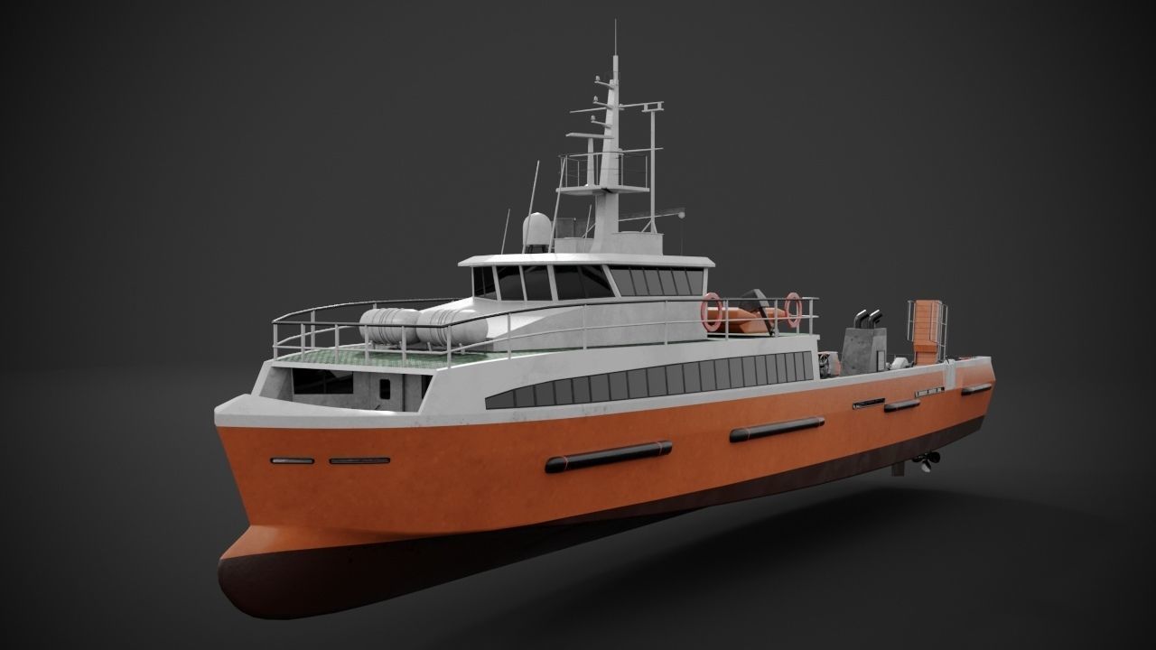 Crew boat Low-poly 3D model_6
