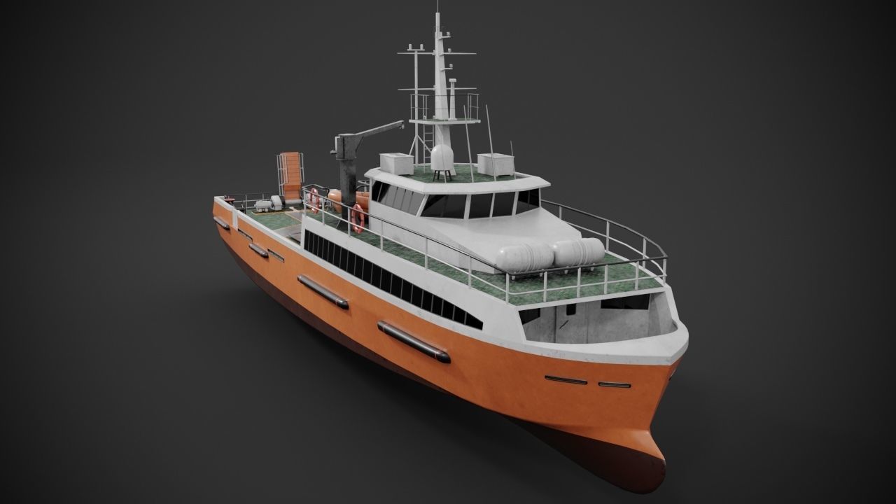 Crew boat Low-poly 3D model_4