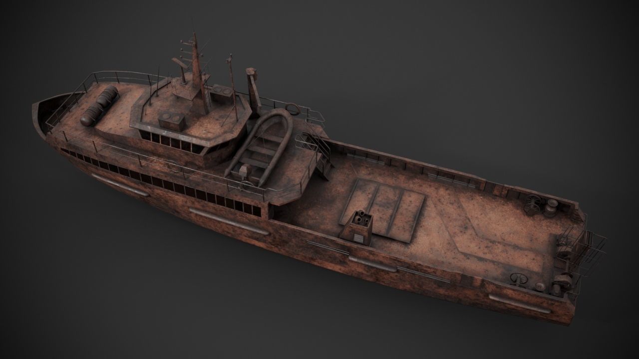 Crew boat Low-poly 3D model_14