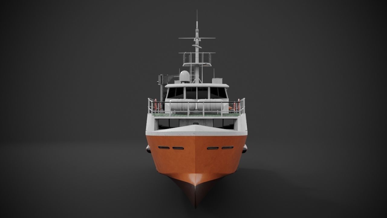 Crew boat Low-poly 3D model_5