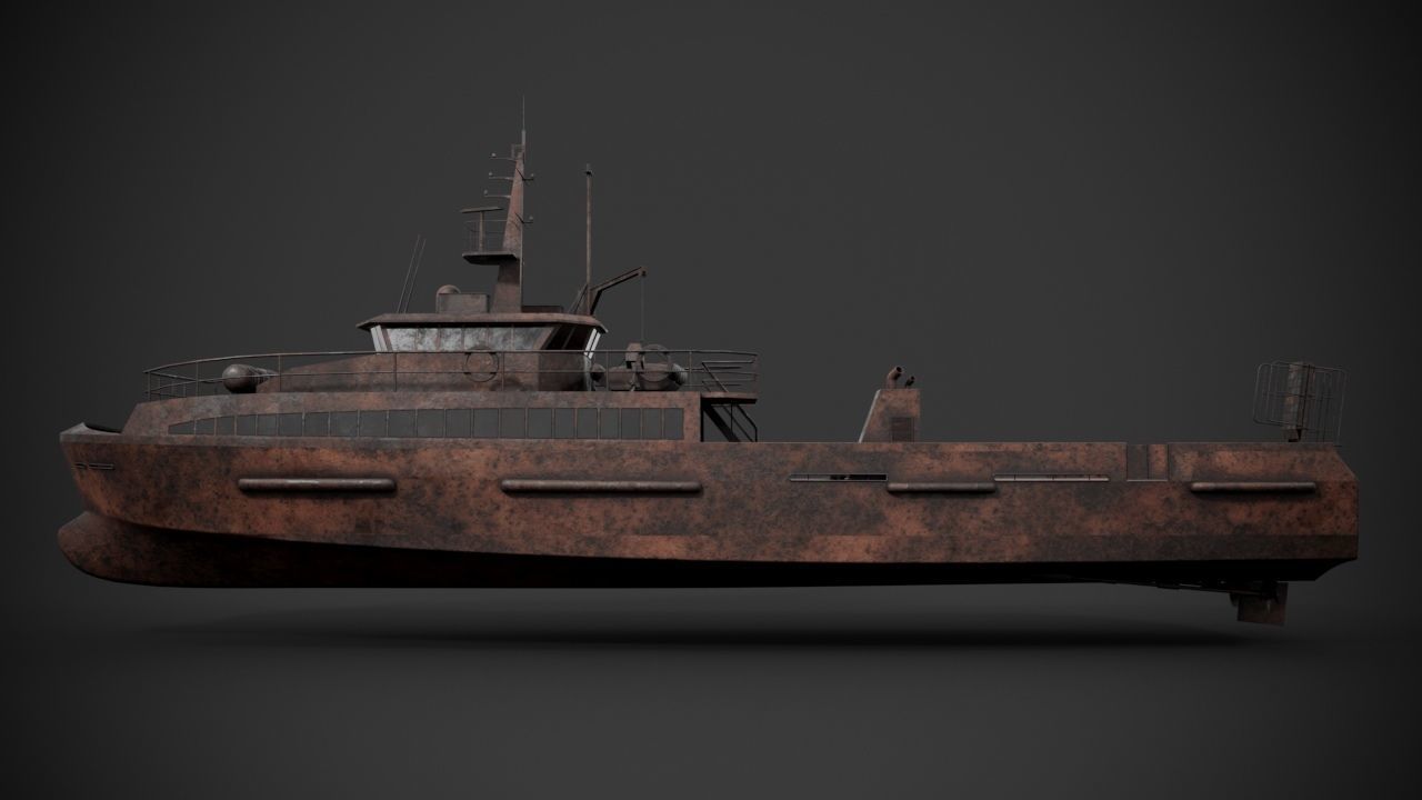 Crew boat Low-poly 3D model_13
