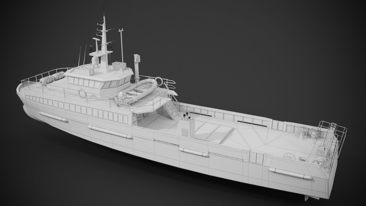 Crew boat Low-poly 3D model_15