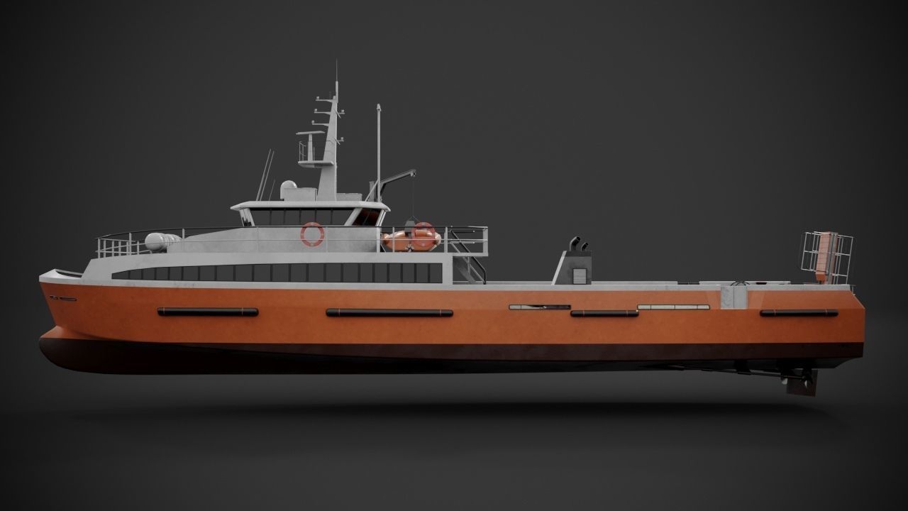 Crew boat Low-poly 3D model_7