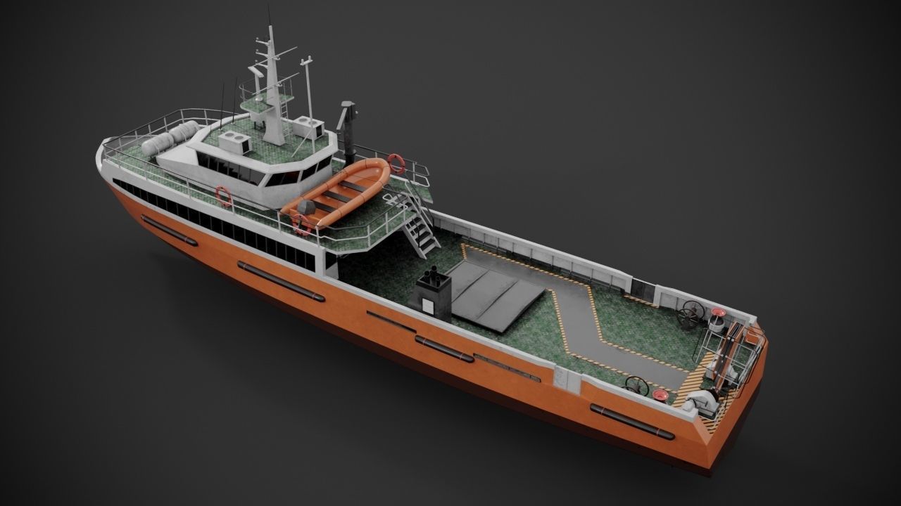 Crew boat Low-poly 3D model_8