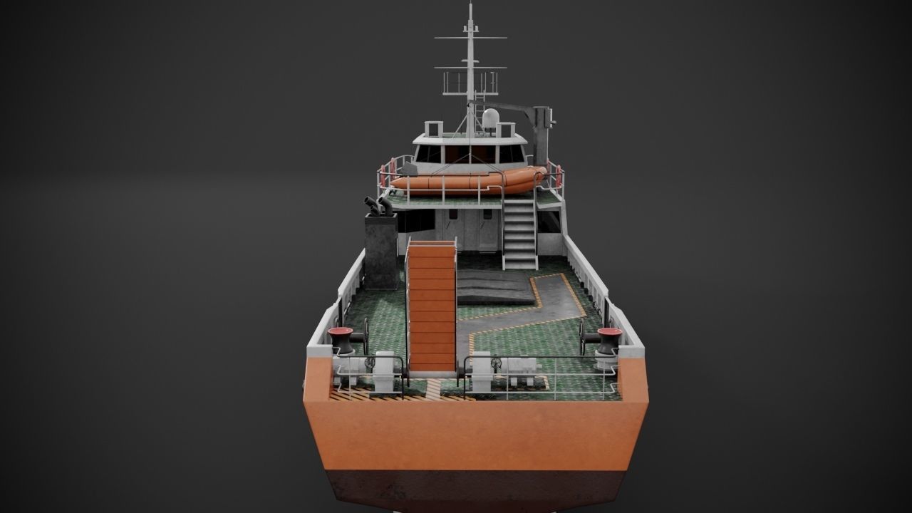 Crew boat Low-poly 3D model_9