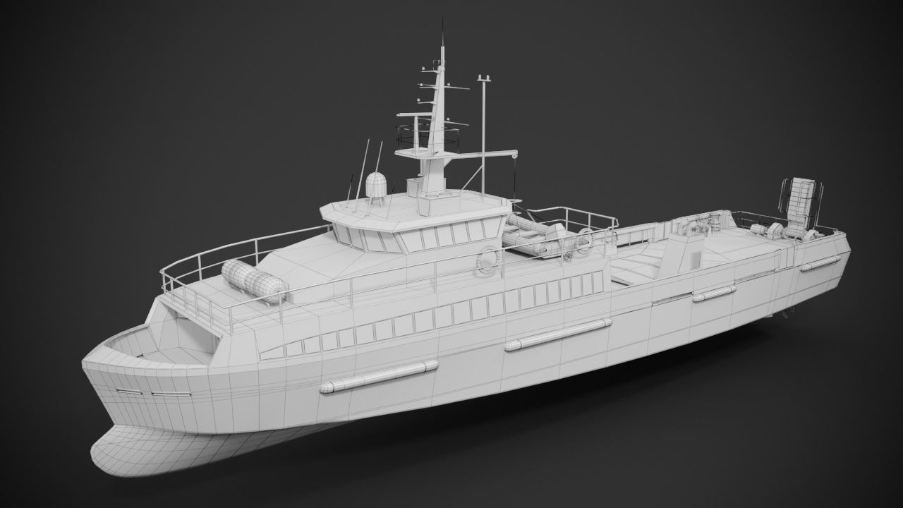 Crew boat Low-poly 3D model_16