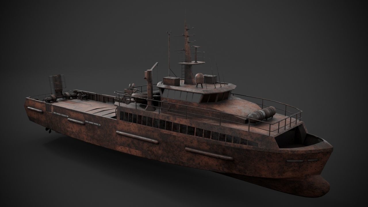 Crew boat Low-poly 3D model_11