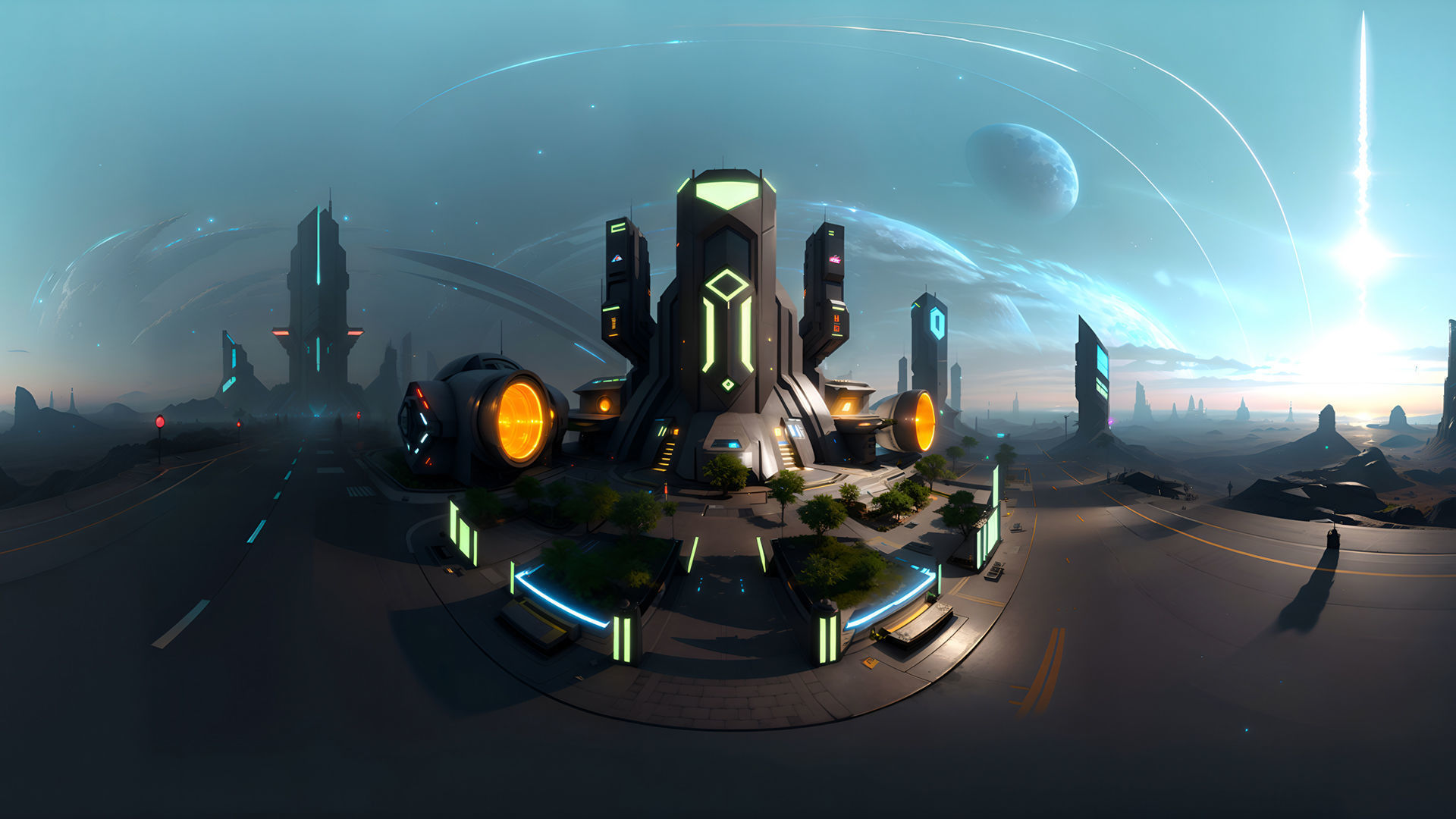 HDRI Futuristic Environments Panoramas Low-poly 3D model_5