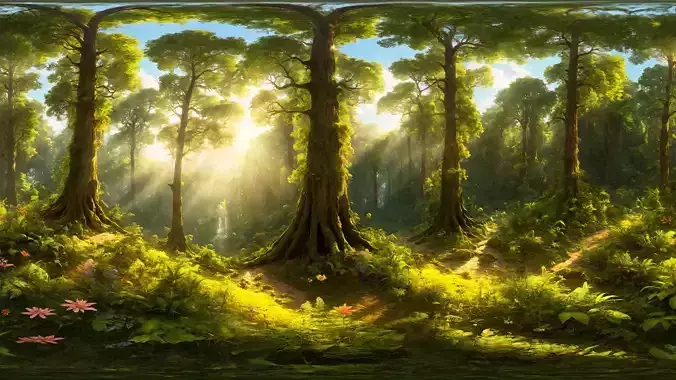 HDRI Next Level Forrest Panoramas Low-poly 3D model