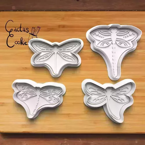 Dragonflies Cookie Cutter Stl File for 3d Printer 0396 3D print model