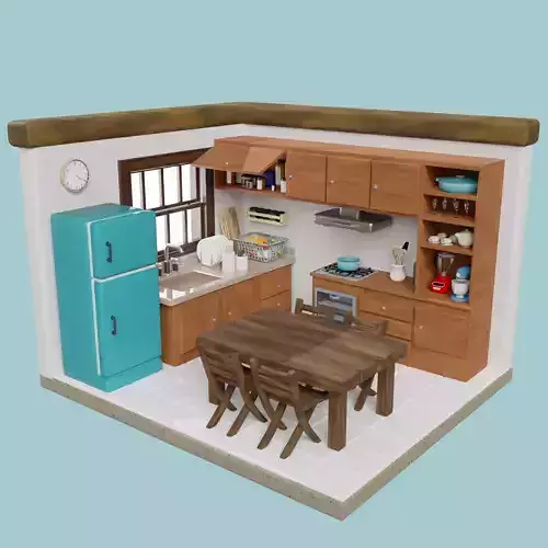Isometric Kitchen Low Poly