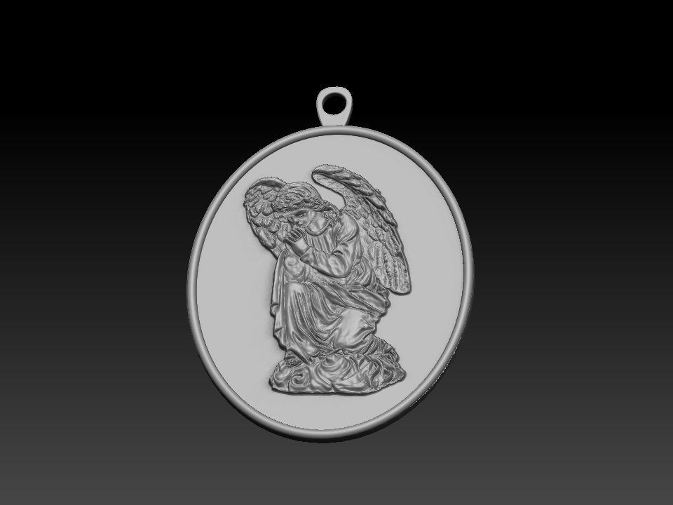 Winged Virgin Mary pendant 3D print model_4