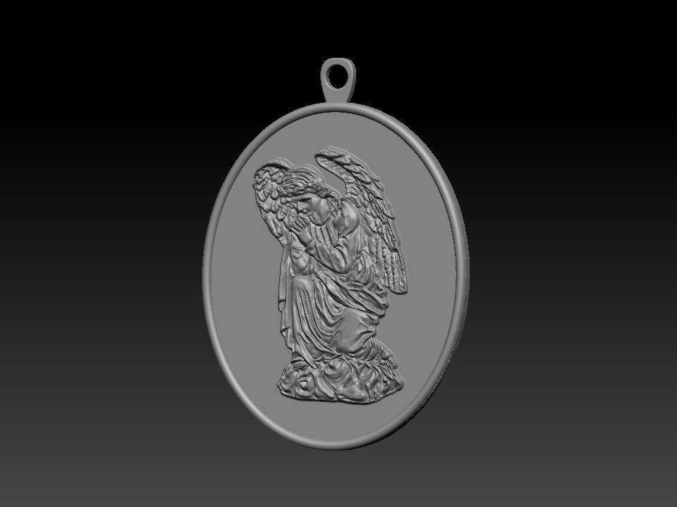 Winged Virgin Mary pendant 3D print model_1