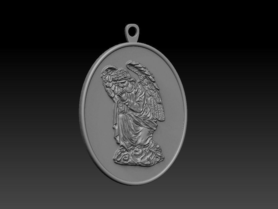 Winged Virgin Mary pendant 3D print model_2