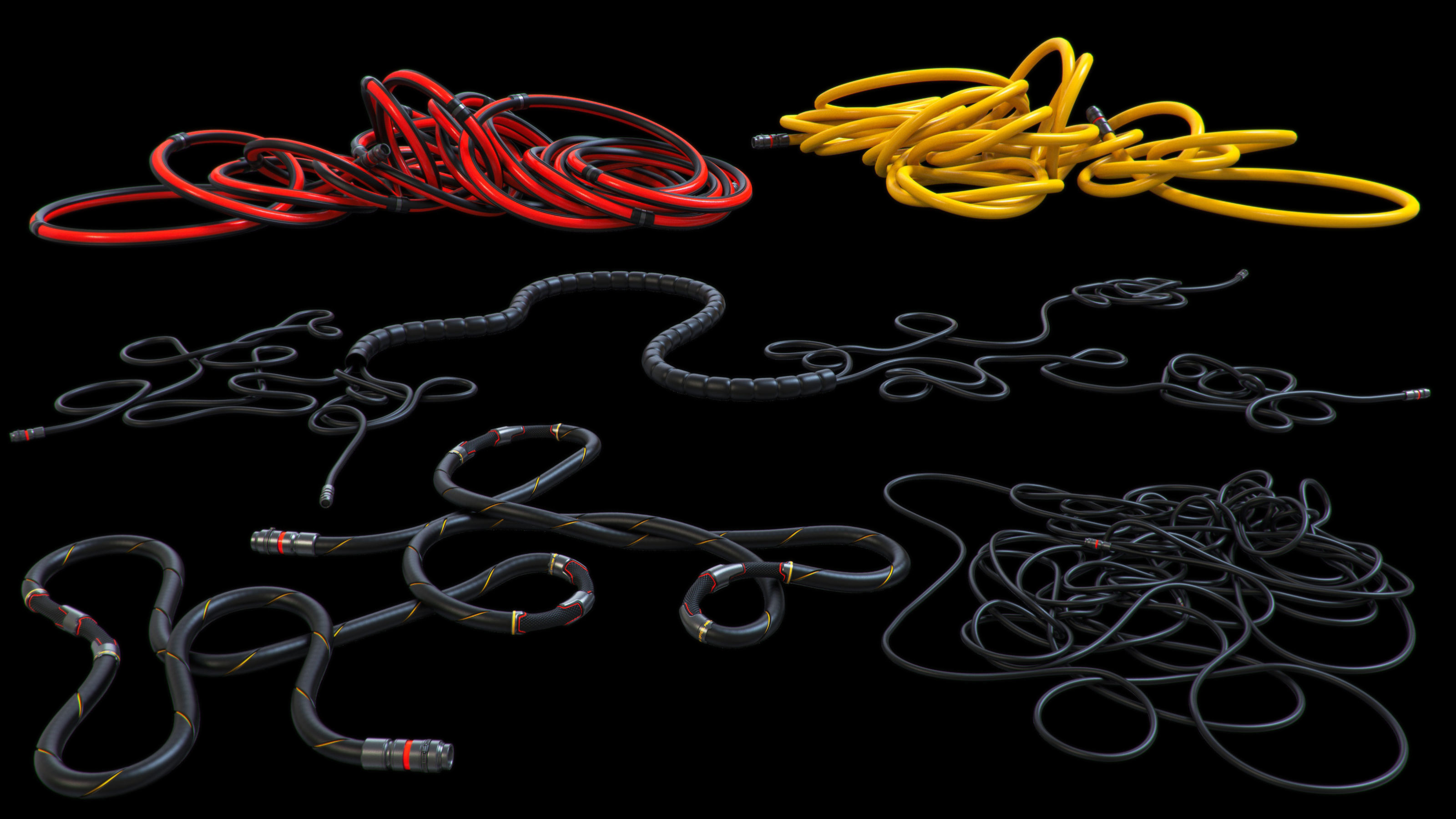 Cables and Wires floor set 3D model_6