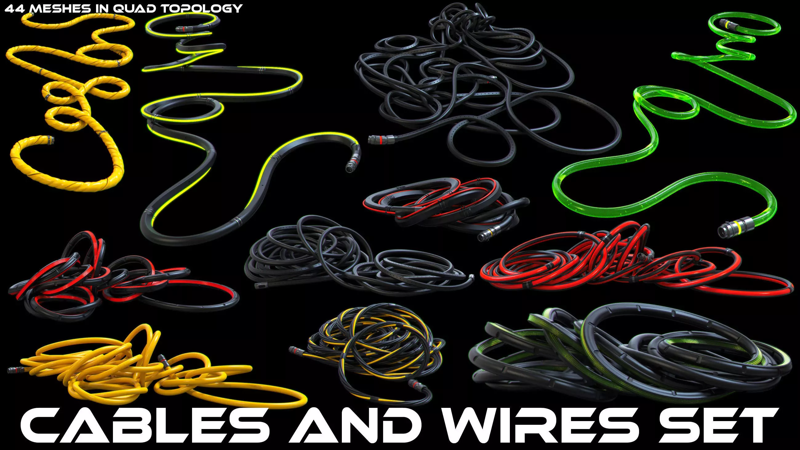Cables and Wires floor set 3D model_0