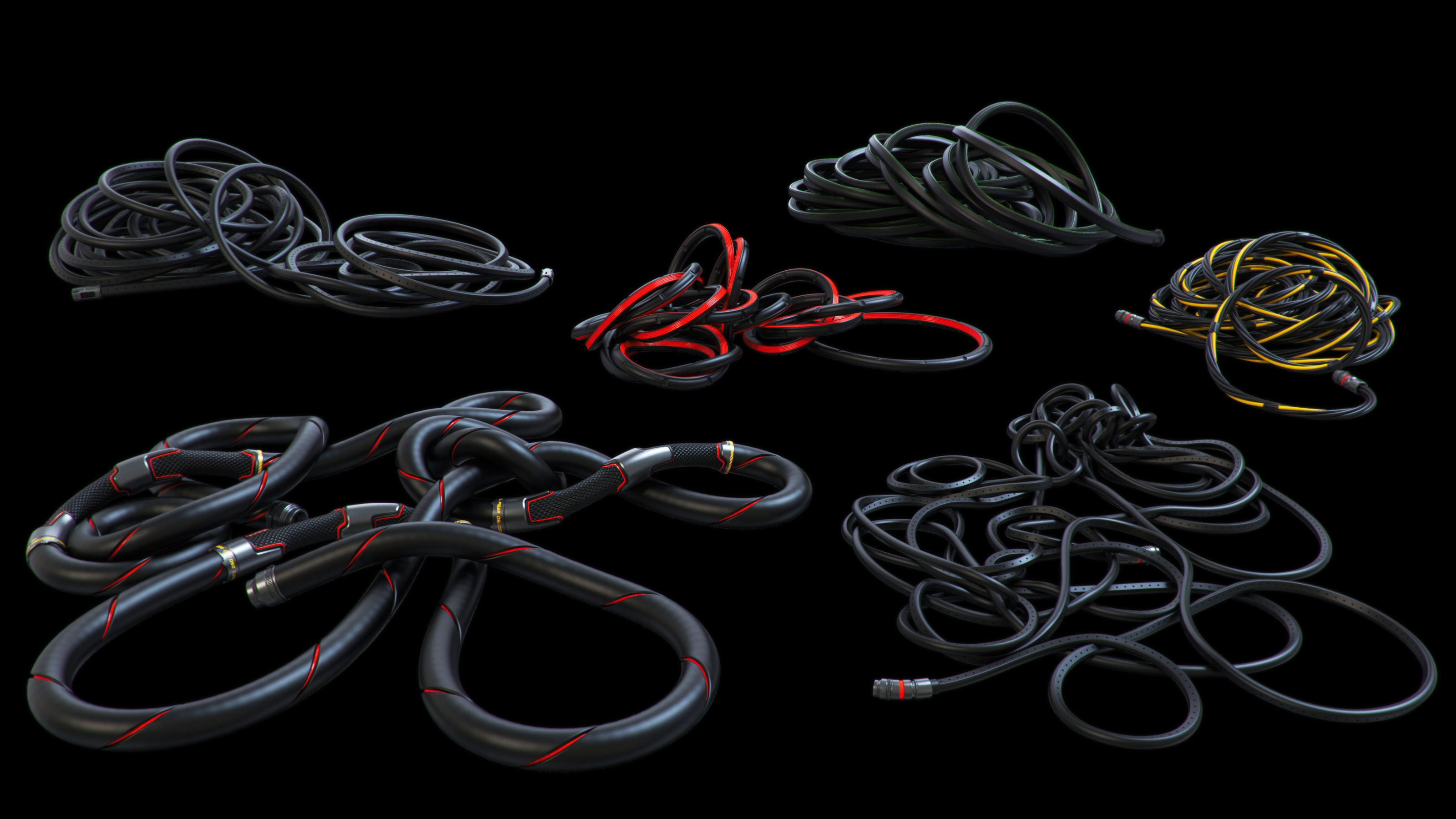 Cables and Wires floor set 3D model_1
