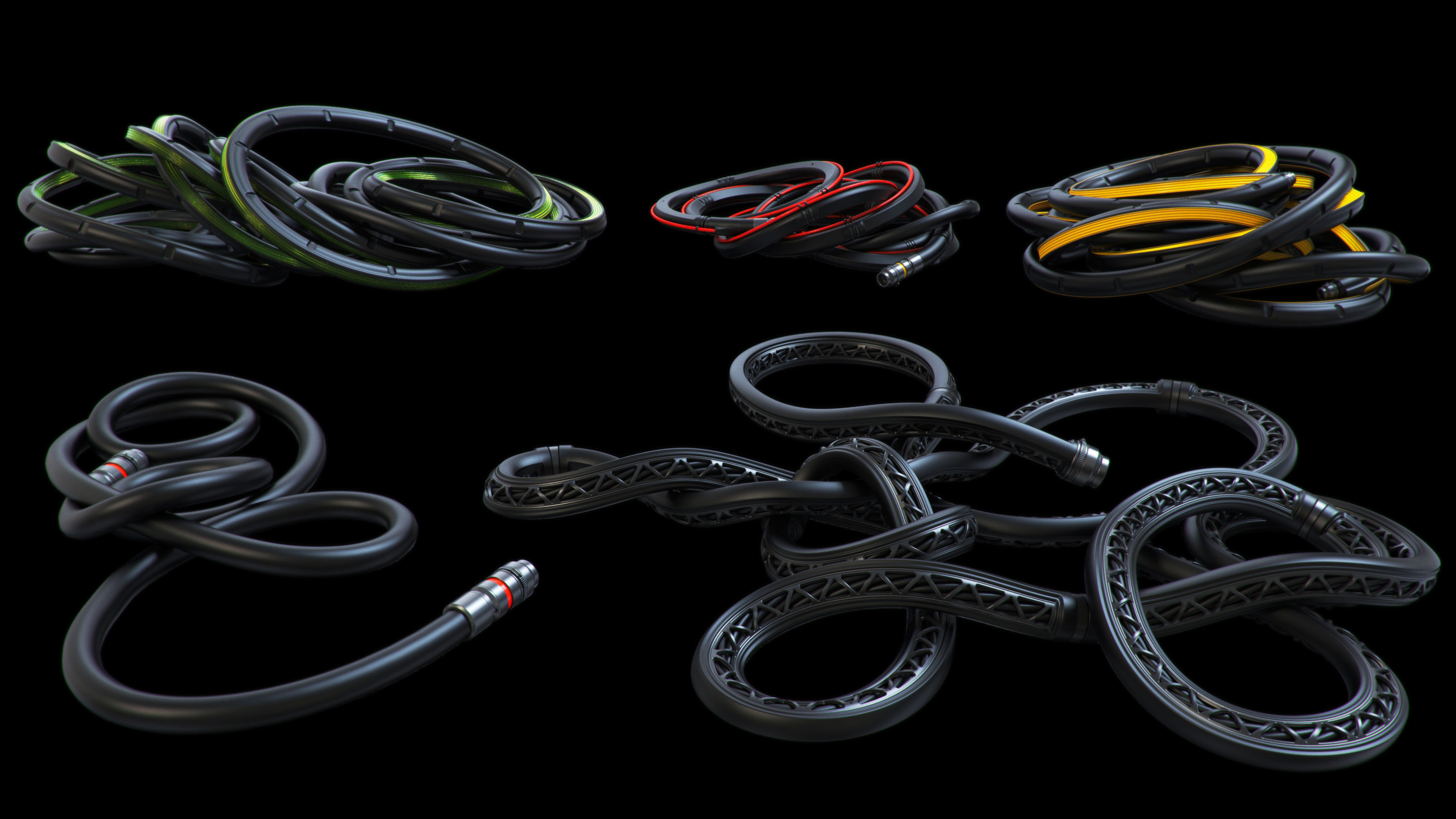 Cables and Wires floor set 3D model_2