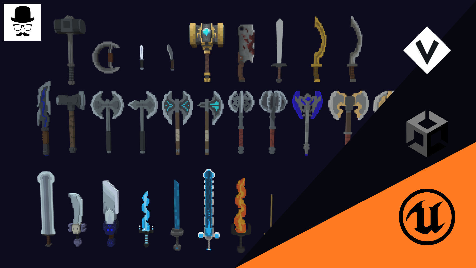 Voxel Weapons Pack - 3D Lowpoly Game Assets Low-poly 3D model_17