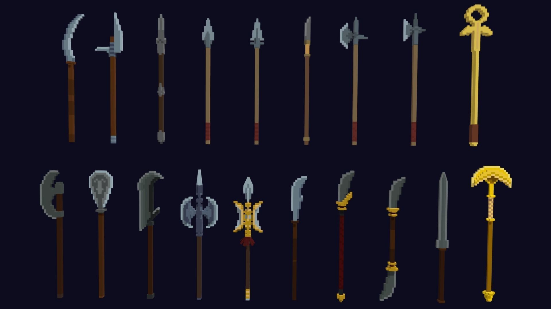 Voxel Weapons Pack - 3D Lowpoly Game Assets Low-poly 3D model_2