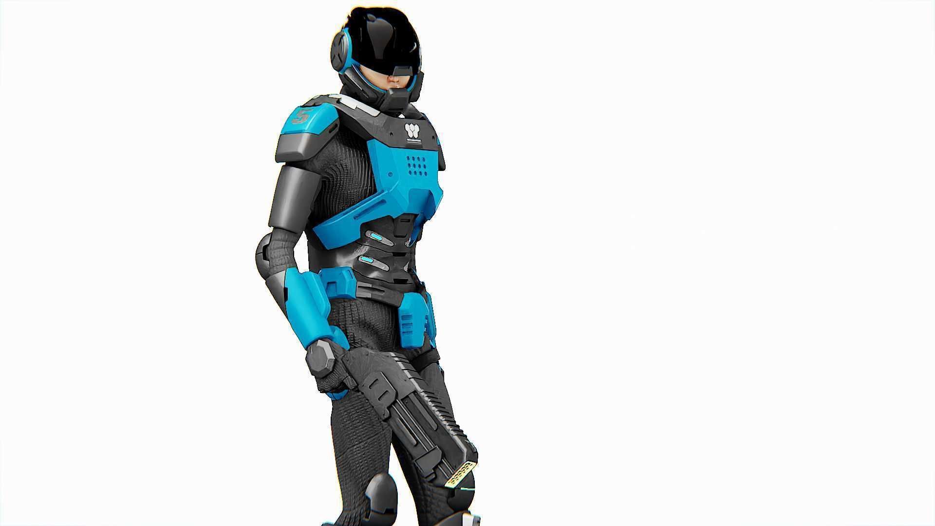 CYBER COP DC-100 Rigged for Unreal Engine - Unity - MIXAMO 3D model_28