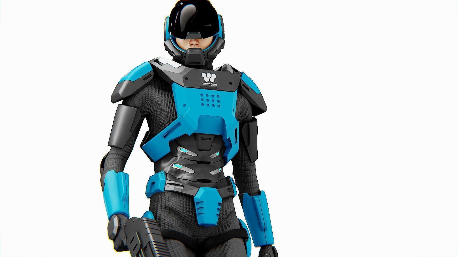 CYBER COP DC-100 Rigged for Unreal Engine - Unity - MIXAMO 3D model_29