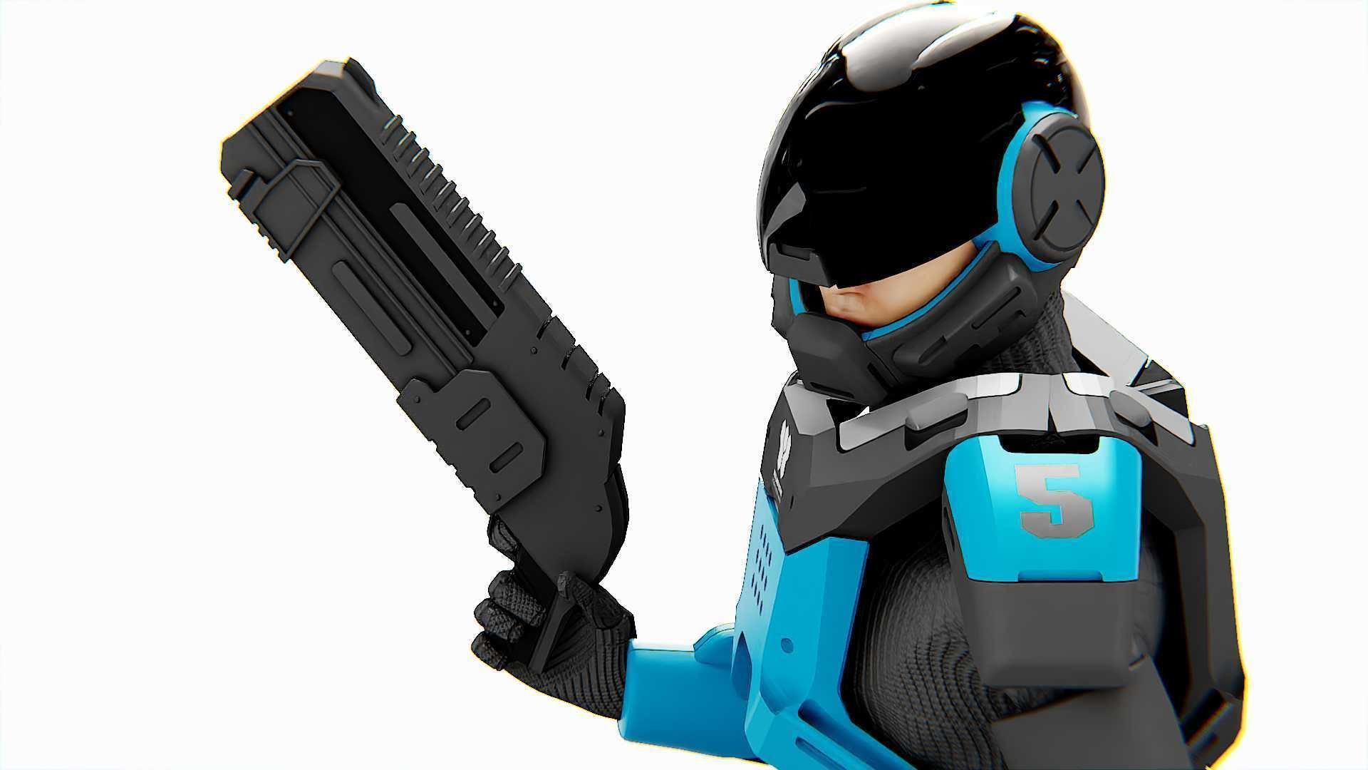 CYBER COP DC-100 Rigged for Unreal Engine - Unity - MIXAMO 3D model_22