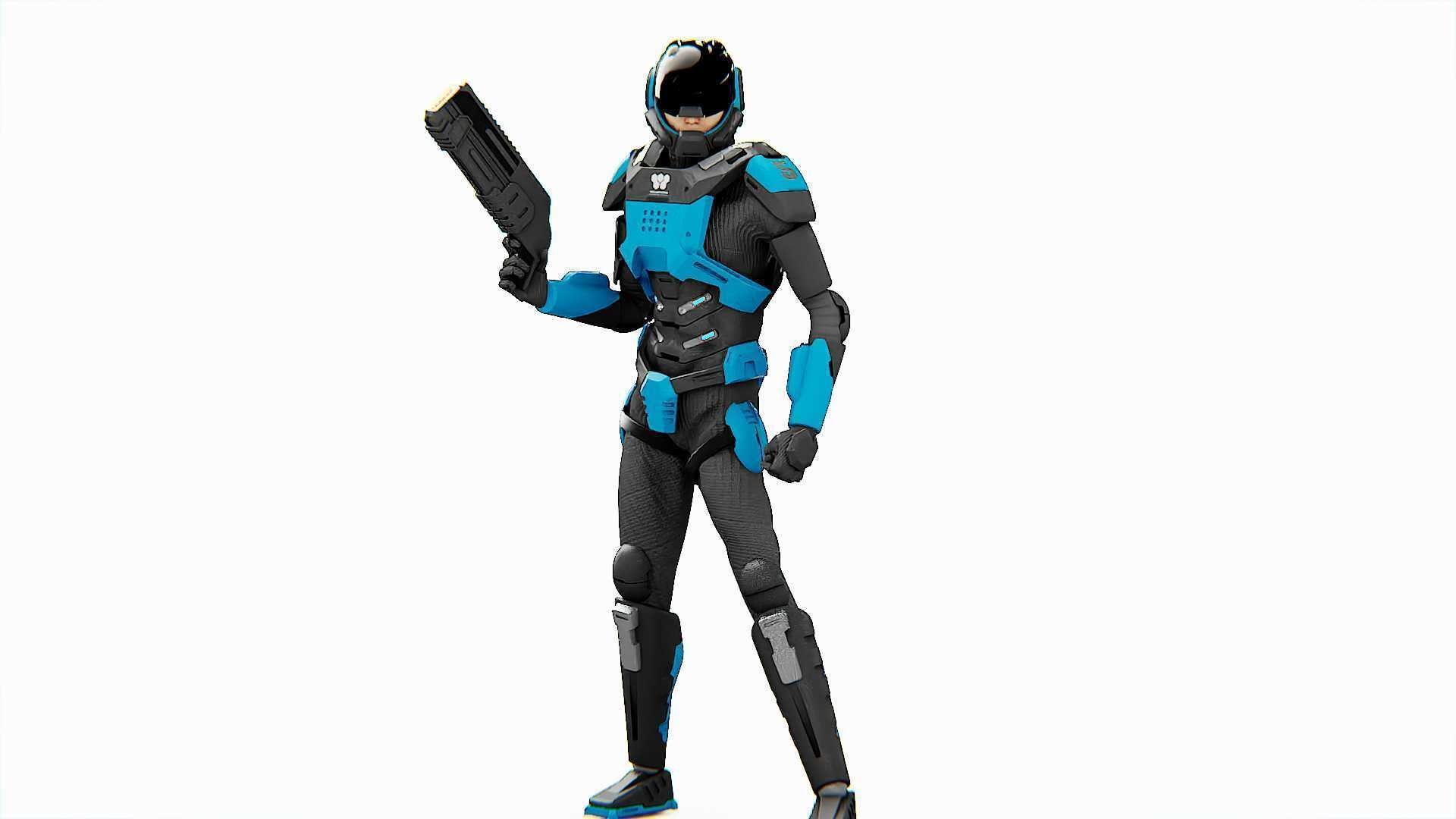 CYBER COP DC-100 Rigged for Unreal Engine - Unity - MIXAMO 3D model_4