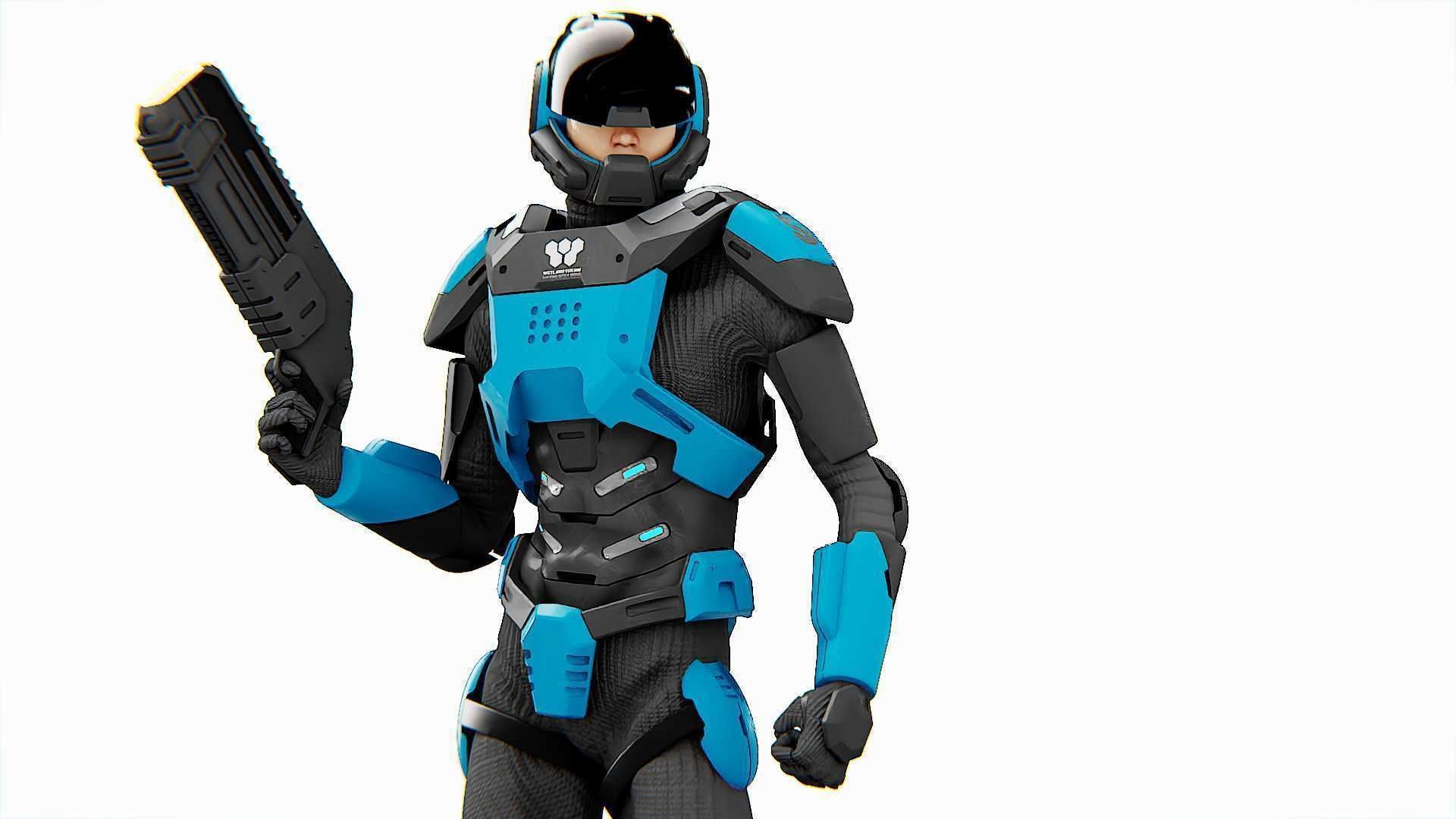 CYBER COP DC-100 Rigged for Unreal Engine - Unity - MIXAMO 3D model_2