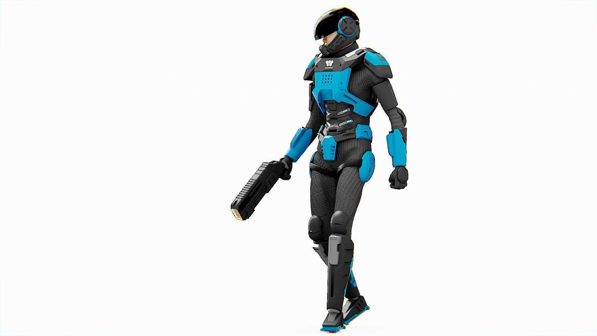 CYBER COP DC-100 Rigged for Unreal Engine - Unity - MIXAMO 3D model_26