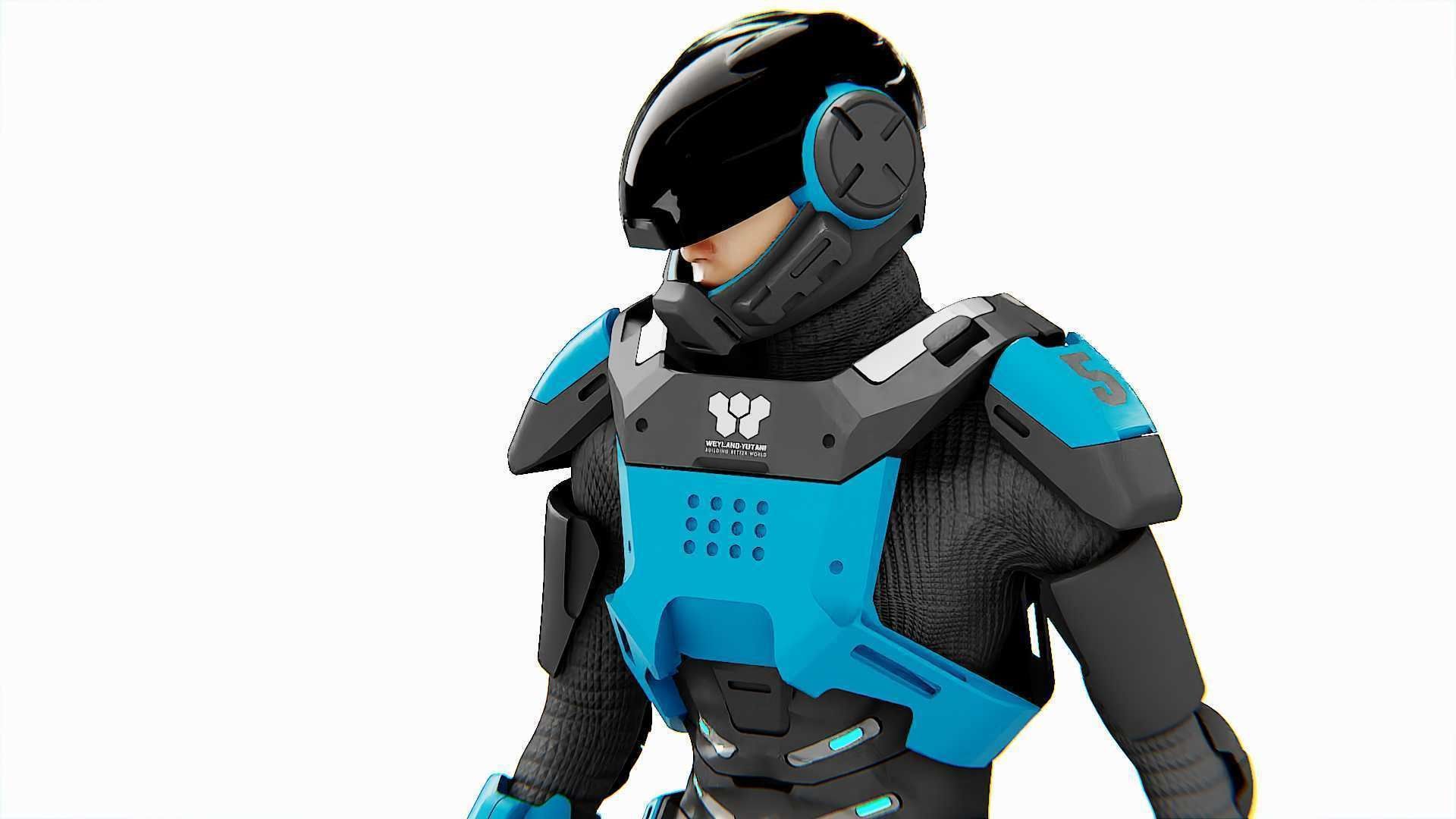 CYBER COP DC-100 Rigged for Unreal Engine - Unity - MIXAMO 3D model_30