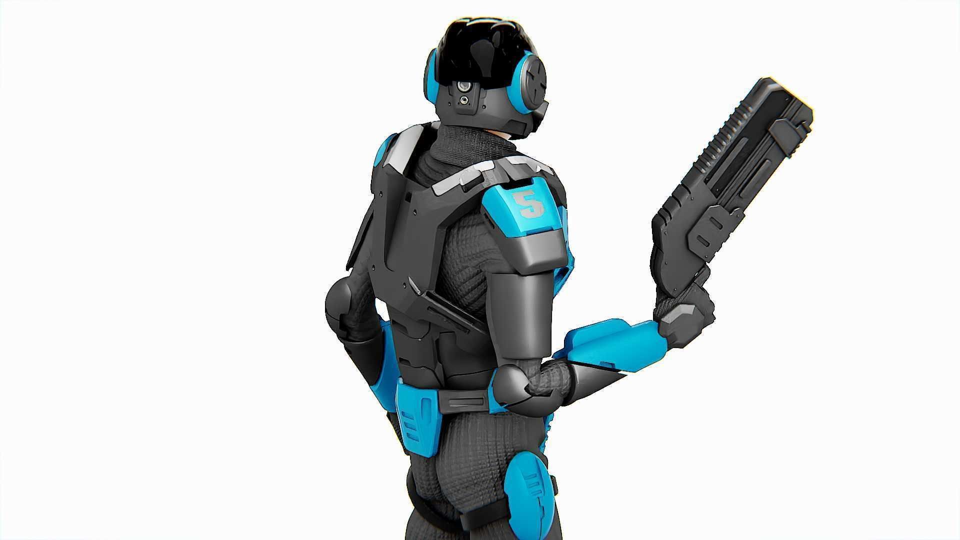 CYBER COP DC-100 Rigged for Unreal Engine - Unity - MIXAMO 3D model_16