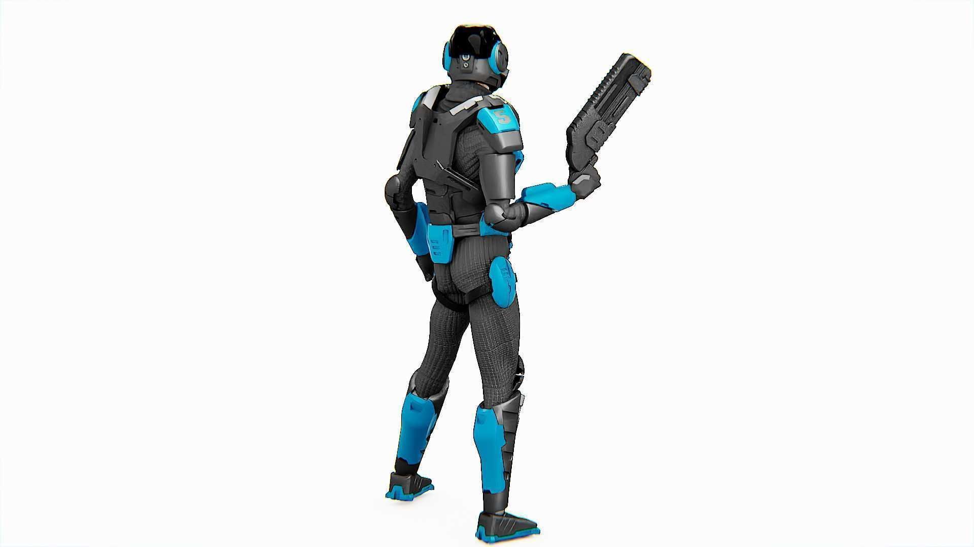 CYBER COP DC-100 Rigged for Unreal Engine - Unity - MIXAMO 3D model_9