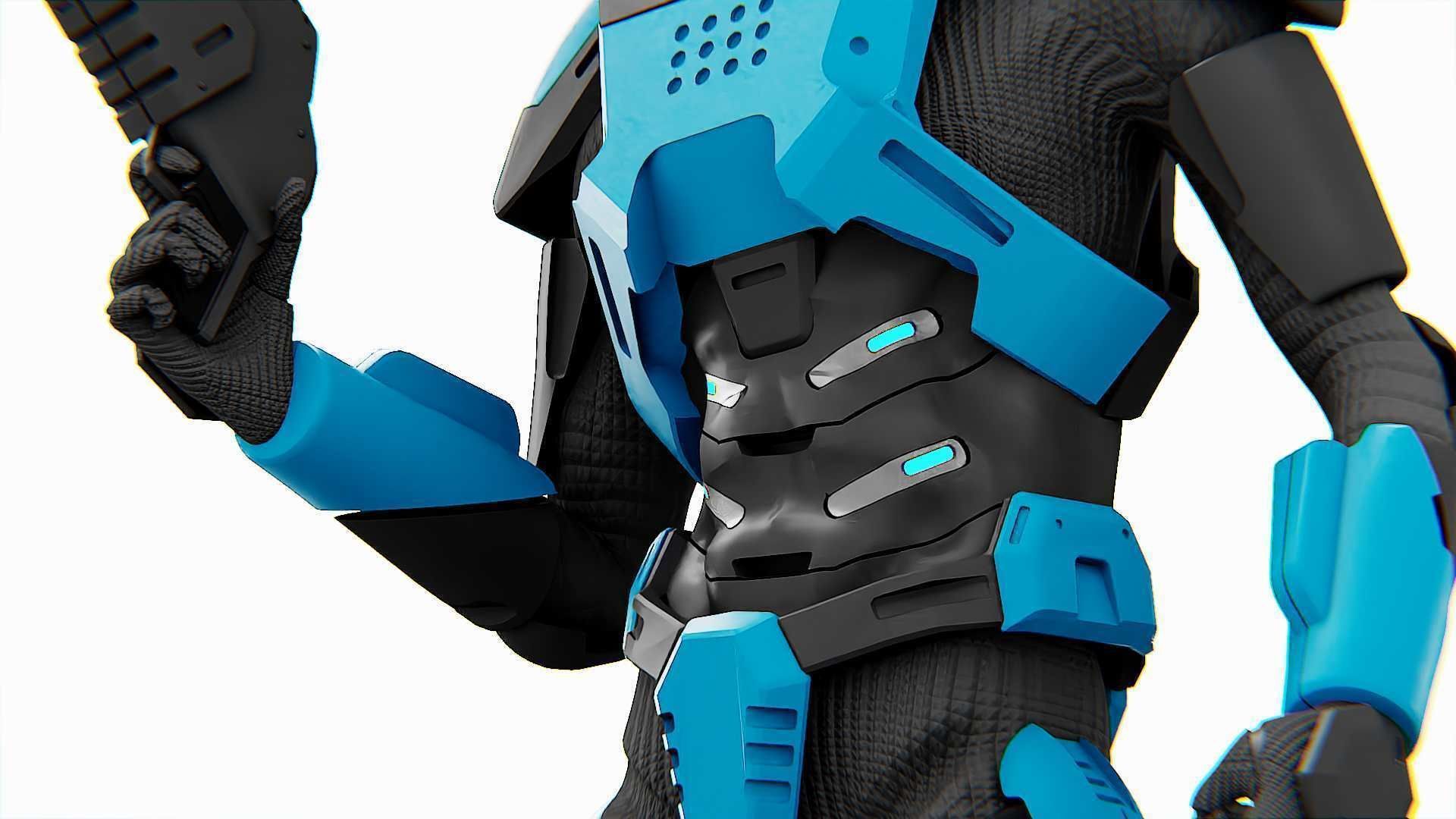 CYBER COP DC-100 Rigged for Unreal Engine - Unity - MIXAMO 3D model_21