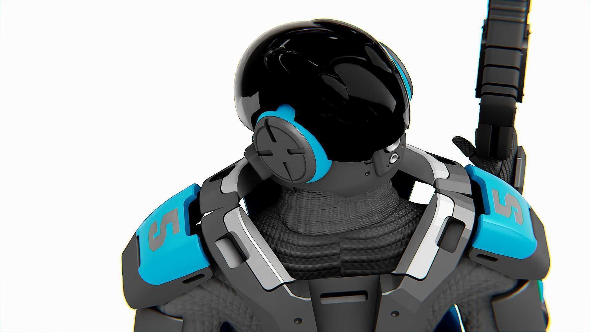 CYBER COP DC-100 Rigged for Unreal Engine - Unity - MIXAMO 3D model_23