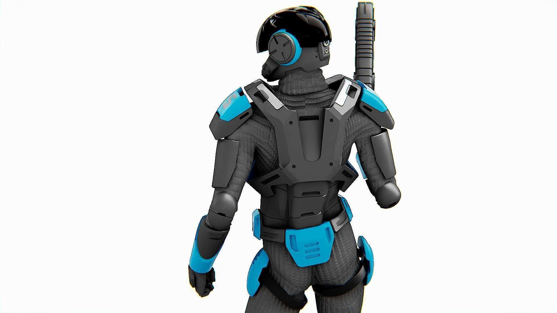 CYBER COP DC-100 Rigged for Unreal Engine - Unity - MIXAMO 3D model_15