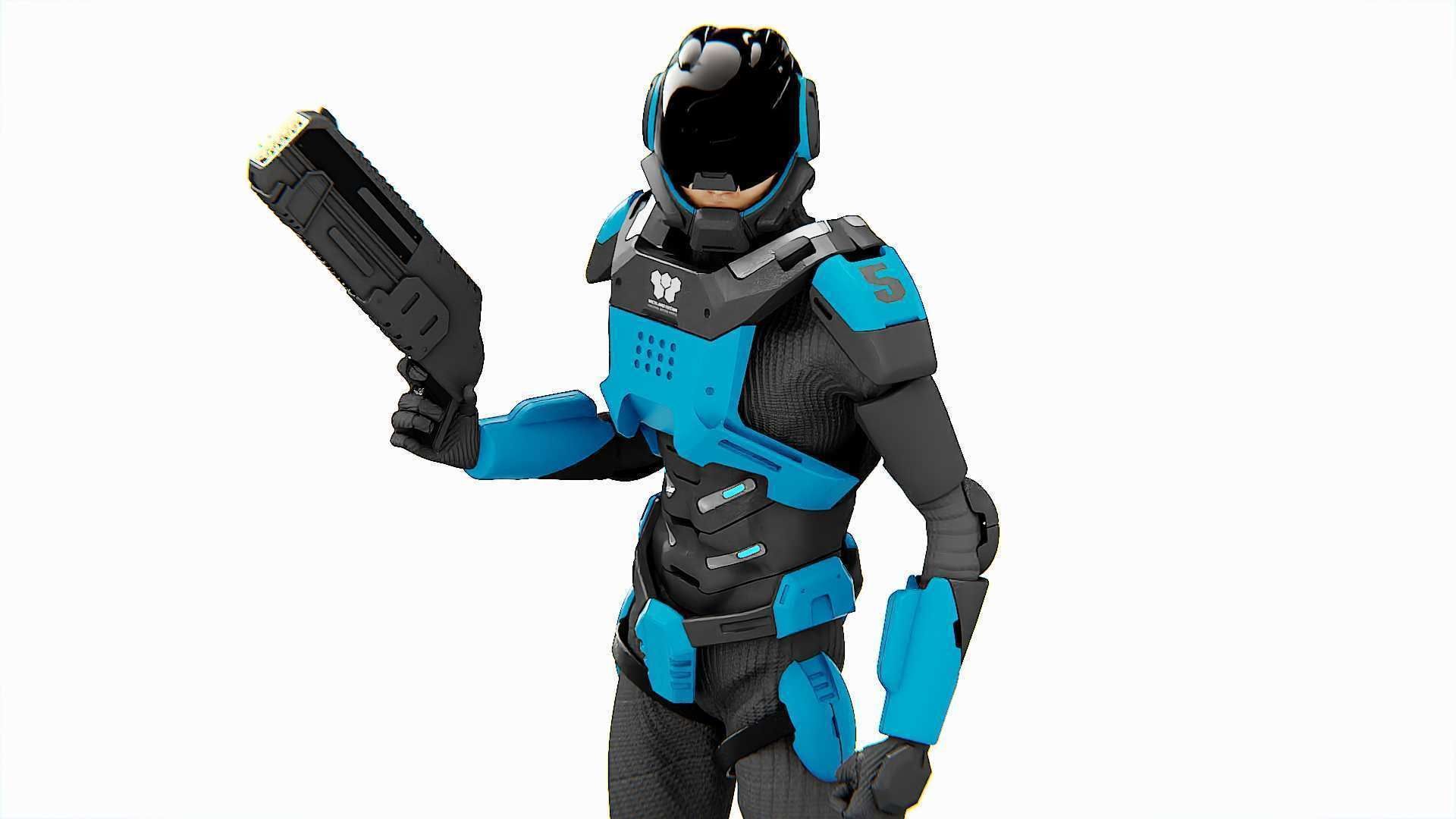 CYBER COP DC-100 Rigged for Unreal Engine - Unity - MIXAMO 3D model_13